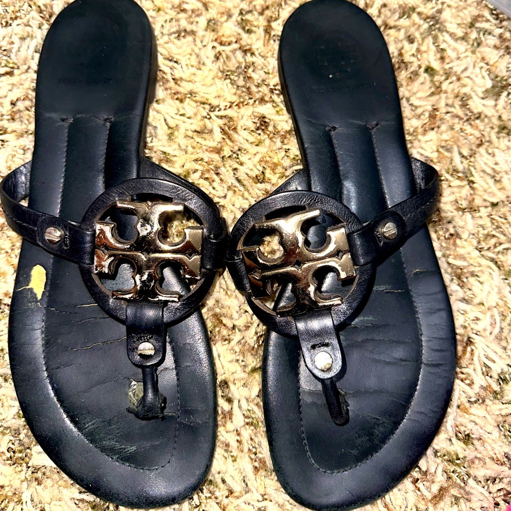 Tory Burch sandals, size 9, black and gold